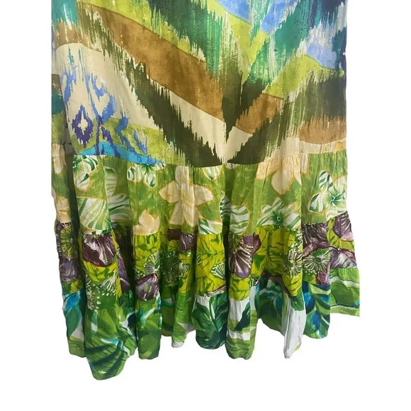 Jams World Green Geometric Ruffle Mini Dress Size Medium - Picture 4 of 4